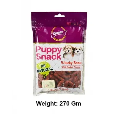 Gnawlers Dog Treats Puppy Snack V Lucky Bone With Chicken Flavor 270 Gm